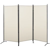HOMCOM 6' 3 Panel Room Divider, Double Hinged Folding Wall Divider, Indoor Privacy Screen for Home Office, Beige(m-11)