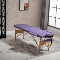 HOMCOM 83 Inch Portable Folding Massage Table, Height Adjustable Professional Salon Spa Facial Couch Bed with Free Carrying Case, Headrest, Armrests, Purple(m-8)