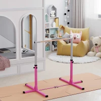 Soozier Professional Gymnastics Bar for Kids, Toddler Home Gymnastics Equipment with 13-level Adjustable Height, Pink(m-8)