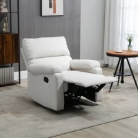 HOMCOM Recliner Chair, Manual Reclining Chair with Footrest, Padded Seat for Living Room, Bedroom, Study, Cream White(m-8)