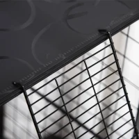 PawHut 39 Pcs Small Animal Cage Bunny Hutch Portable Metal Wire with Ramps for Kitten Chinchilla, Black(m-10)