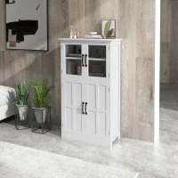 HOMCOM Modern Sideboard Cabinet, Freestanding Sideboards and Buffets with Glass Doors, 4-tier Shelving and Adjustable Shelves(m-8)