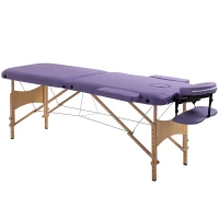 HOMCOM 83 Inch Portable Folding Massage Table, Height Adjustable Professional Salon Spa Facial Couch Bed with Free Carrying Case, Headrest, Armrests, Purple(m-11)