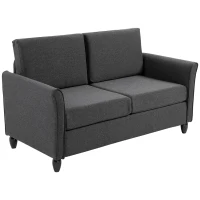 HOMCOM 2-Seat Sofa Two-Seater Couch with Armrests and Wood Legs for Living Room, Bedroom, Dark Grey(m-11)