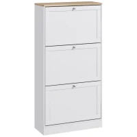 HOMCOM Modern Shoe Storage with 3 Flip Drawers and Adjustable Shelves, Shoe Cabinet Organizer for 12-18 Pairs of Shoes, White(m-11)