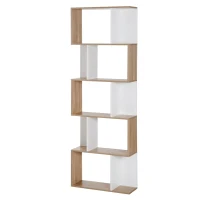 HOMCOM 5-Tier Geometric Bookcase Display Shelf Storage Shelf Modern Room Divider Living Room Home Office Furniture, White(m-8)
