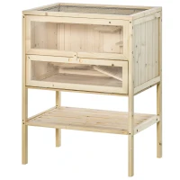 PawHut 3 Tier Fir Wood Hamster Cage Mouse Rats Small Animals Play House Exercise Activity Center(m-11)