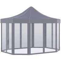 Outsunny 13' x 10' Pop Up Gazebo, Octagon Canopy Tent with Zippered Mesh Sidewalls, Weight Bags, Height Adjustable and Carrying Bag, Event Tent for Patio Garden Backyard, Grey(m-10)
