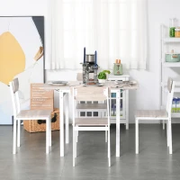 HOMCOM Dining Table Set for 4, Drop Leaf Kitchen Table and Chairs, Extendable Dining Room Table(m-8)