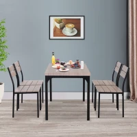 HOMCOM 5 Piece Dining Table Set for 4, Space Saving Kitchen Table and 4 Chairs, Rectangle, Steel Frame for Dining Room(m-8)