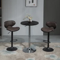 HOMCOM Adjustable Bar Stools Set of 2, Swivel Counter Height Barstools, Leathaire Upholstered Kitchen Island Stools with Back, Footrest and Steel Base, Espresso(m-8)