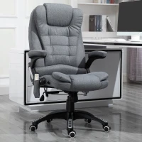 Vinsetto 6 Point Vibrating Massage Home Office Chair High Back Executive Chair with Reclining Back, Swivel Wheels, Grey(m-12)