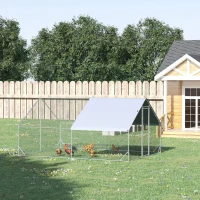 PawHut 9.8' x 13.1' x 6.6' Chicken Coop Cage, Outdoor Hen House w/Cover & Lockable Door(m-9)
