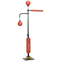 Soozier Freestanding Boxing Punching Bag, Height Adjustable, with Reflex Bar, Speed Balls and Suction Cup Base, Red(m-10)