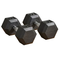 Soozier Rubber Dumbbells Weight Set, Total 60lbs, 30lbs Each, Dumbbell Hand Weight for Body Fitness Training for Home Office Gym, Black(m-11)