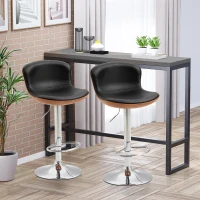 HOMCOM 2 Piece Modern Barstools with Backrest Counter Chairs with Footrest Swivel Black(m-8)