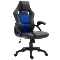 Vinsetto PU Leather Gaming Chair High Back Office Chair with Adjustable Height, Computer Gamer Chair, Blue(m-11)