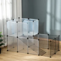 Pawhut 35.4" Pet Playpen Portable Pet Fence for Small Animals, DIY Plastic Modular Fence for Guinea Pigs, Bunny, Hedgehog(m-8)