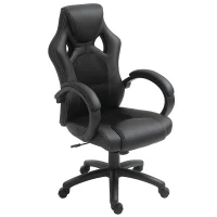 HOMCOM Racing Gaming Chair Office Chair Computer Desk Gamer Chair with Swivel Wheels, Padded Headrest, Tilt Function, Black(m-11)