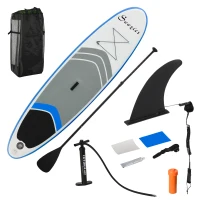 Soozier Inflatable Paddle Board, 10'×31.5"×6" Stand Up Paddle Board, Lightweight & Foldable w/ ISUP Accessories & Carry Bag, Aluminum Paddle, Fix Accessories Set, Air Pump, Leash(m-11)