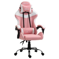 Vinsetto Racing Gaming Chair with Lumbar Support, Head Pillow, Swivel High Back Recliner Gamer Desk Chair for Office, Pink(m-11)