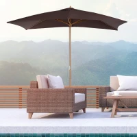 Outsunny Patio Umbrella Market Patio Sun Umbrella Rectangle Coffee(m-8)