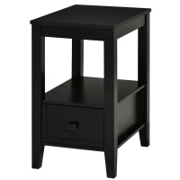 HOMCOM Side Table, Modern Coffee End Table with Drawer and Shelf,  Nightstand for Bedroom, Living Room, Black(m-11)