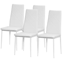 HOMCOM 4 Set Dining Chairs High Back Faux Leather Kitchen Chairs for Living Room Kitchen White(m-11)