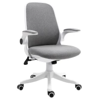 Vinsetto Office Chair 360° Swivel Task Desk Breathable Fabric Computer Chair with Flip-up Arms and Adjustable Height, Grey(m-2)