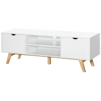 HOMCOM Modern Wooden TV Stand with 2 Storage Cabinet Stand for TV's up to 65" for Living Room Office, Storage Entertainment Center, White(m-13)
