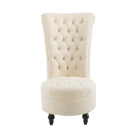 HOMCOM 45" Tufted High Back Velvet Accent Chair Living Room Soft Padded Couch Lounge (Cream White)(m-11)