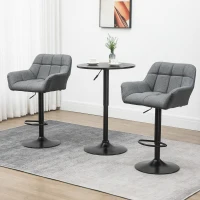 HOMCOM Swivel Barstools Set of 2 Adjustable Bar Stools with Footrest Armrests and PU Leather Back for Dining Room Grey(m-8)