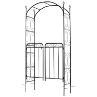 Outsunny 7' Metal Garden Arbor Arch with Scrollwork Doors for Ceremony, Weddings, Party, Backyard, Lawn(m-12)