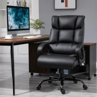 Vinsetto Ergonomic Heavy-Duty Office Chair with Adjustable Height, PU Leather, Rocker, 360° Swivel, 400lbs Capacity, Black(m-8)