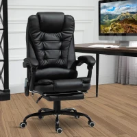 Vinsetto Reclining Office Chair with Footrest, Vibrating Massage, Adjustable Height, Perfect for Home Office, Black(m-9)