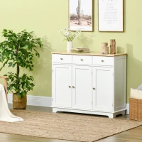 HOMCOM Modern Sideboard, Buffet Cabinet with Storage Cabinets, Drawers and Adjustable Shelves for Living Room, White(m-8)