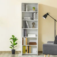 HOMCOM 4-Tier Open Bookshelf with Doors Modern Home Office Bookcase Storage Cabinet for Living Room Bathroom Study, White(m-8)