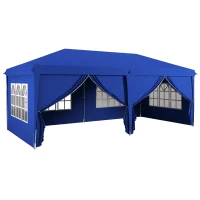 Outsunny 10' x 20' Pop Up Canopy Tent Outdoor Portable Easy Up Party Tent Garden Shade Shelter with Walls Carrying Bag, Blue(m-10)