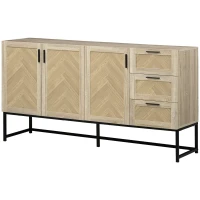HOMCOM Buffet Cabinet, Coffee Bar Cabinet with Drawers and Adjustable Shelves, Oak(m-2)