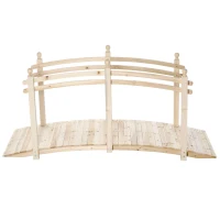 Outsunny 7.5' Fir Wood Garden Bridge Arc Walkway with Side Railings, Perfect for Backyards, Gardens, & Streams, Natural(m-11)