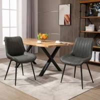 HOMCOM Dining Chairs Set of 2, PU Upholstered Kitchen Chairs with Metal Legs for Dining Room, Living Room, Bedroom, Grey(m-8)