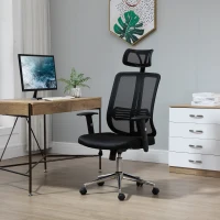 Vinsetto High Back Mesh Chair Office Task Chair with Adjustable Height, Headrest, Arm, Lumbar Back Support, Black(m-8)