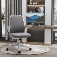 Vinsetto Office Chair 360° Swivel Task Desk Breathable Fabric Computer Chair with Flip-up Arms and Adjustable Height, Grey(m-8)