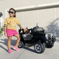 Aosom 12V Kids Electric Toy Car Jeep Power Wheels with Remote Control Black(m-8)