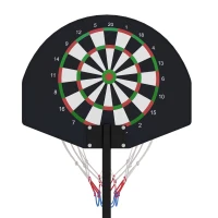 Soozier 3-5ft Basketball Hoop and Stand with Magenic Dartboard and Darts, 15" Backboard, Weighted Base for Teens Youth(m-9)