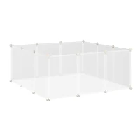 PawHut Small Animal Cage Plastic Chinchilla Cage 12 Panels for Bunny Chinchilla Guinea Pig, 18" x 14", White(m-11)