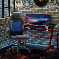 Vinsetto PU Leather Gaming Chair High Back Office Chair with Adjustable Height, Computer Gamer Chair, Blue(m-8)