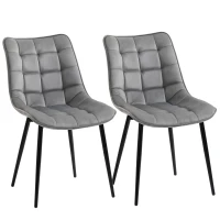 HOMCOM Upholstered Dining Chair Lounge Chair Soft Set of 2 Velvet-Touch Kitchen Reception Living Room Chair with Metal Legs, Grey(m-11)