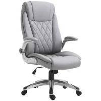 Vinsetto High-Back Office Chair Executive Swivel Computer Desk Chair, with PU Leather, Flip-up Armrest, Grey(m-11)
