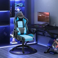 Vinsetto High Back Gaming Chair PU Leather Office Chair Desk Gamer Chair with Lumbar Support, Headrest, Adjustable Height, Blue and Black(m-11)